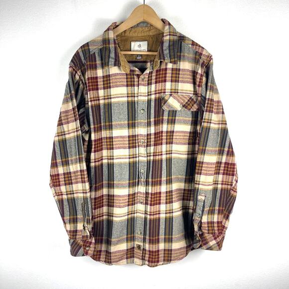 Legendary Whitetails Flannel Shirt Men's XLT Tall Buck Camp Plaid LS Brown Red - Picture 1 of 10
